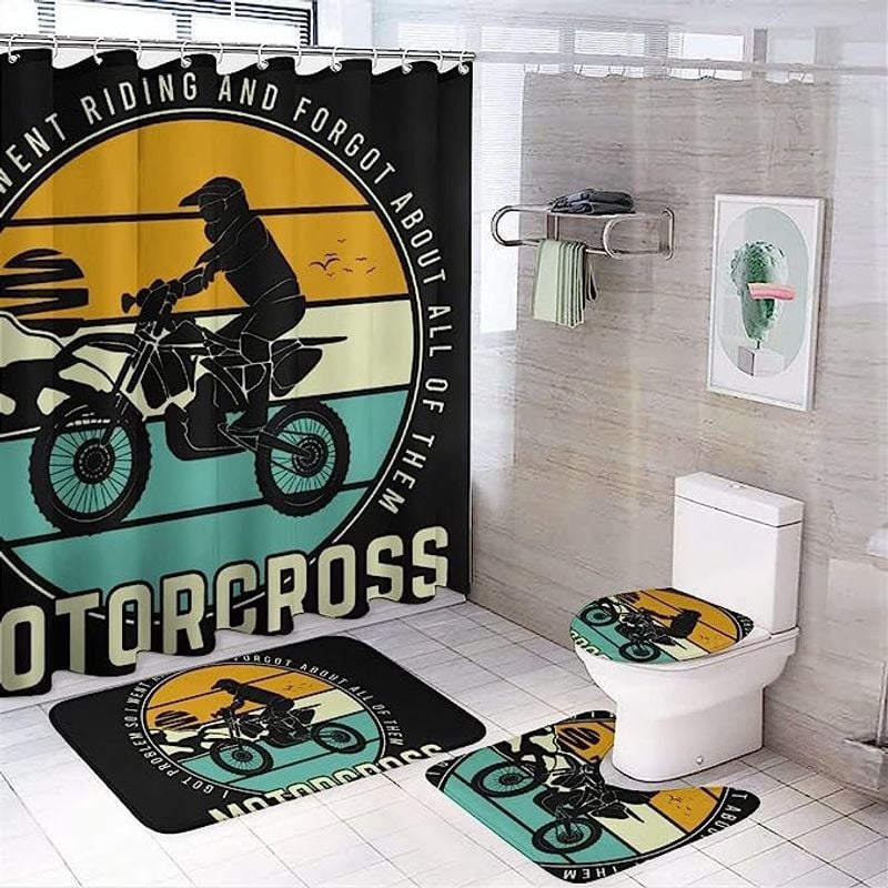 Bikergod Motorcycle I Got Problem And I Went Riding Bathroom Decor Set NMBR15