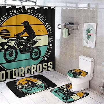 Bikergod Motorcycle I Got Problem And I Went Riding Bathroom Decor Set NMBR15