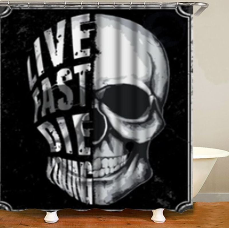 Bikergod Motorcycle Live Fast Die Young Bathroom Decor Set NMQI108