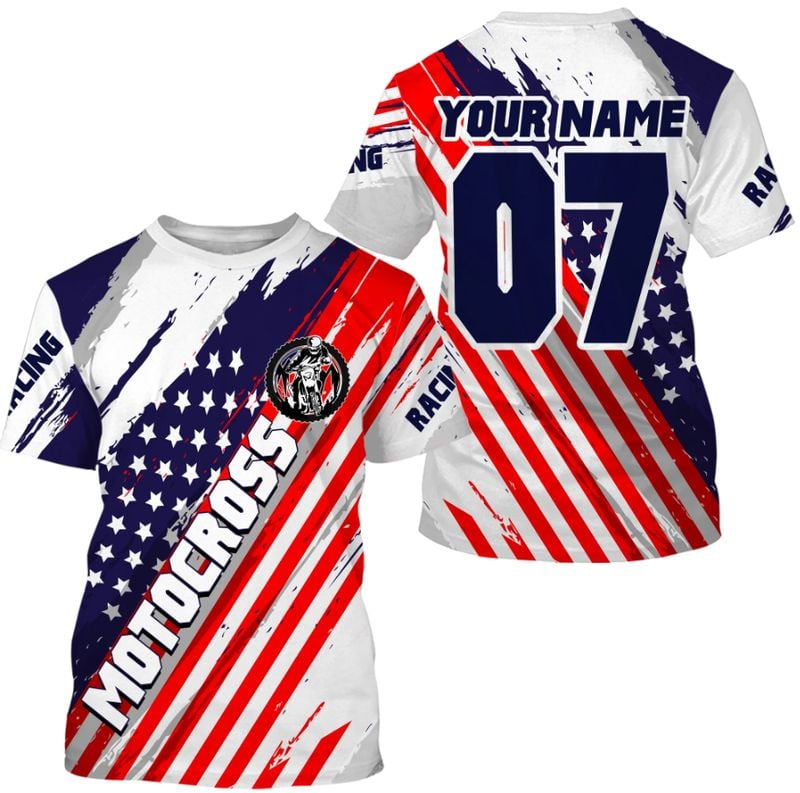 Bikergod Motorcycle Motorcross Racing Custom Name And Number T-shirt Design 3D Full Printed Sizes S - 5XL - NMQI146