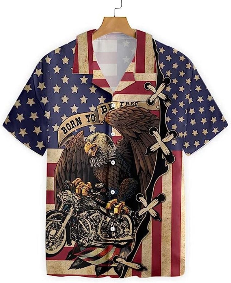 Bikergod Motorcycle Eagle Born To Be Free Hawaii Shirt Design 3D Full Printed Sizes S - 5XL NASA481