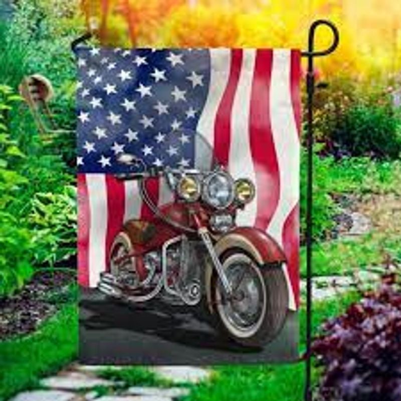 Bikergod Motorcycle July 4th Independence Day Garden Flag TLYA254