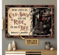Bikergod Motorcycle Here Lives An Old Biker Motorcycle Couple Custom Names Poster NANA105