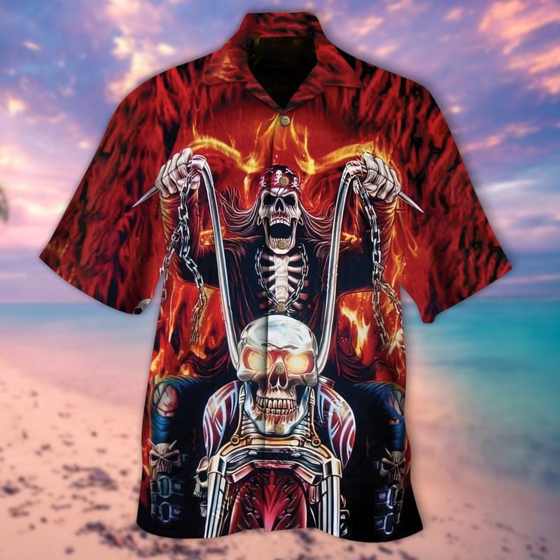 Bikergod Motorcycle SKULL BIKER Hawaii Shirt Design 3D Full Printed Sizes S - 5XL NASA63
