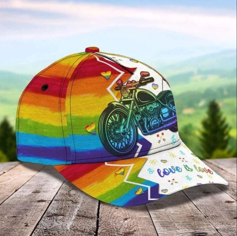 Bikergod Motorcycle Happy Pride Month Love Is Love Classic Cap NMQI101