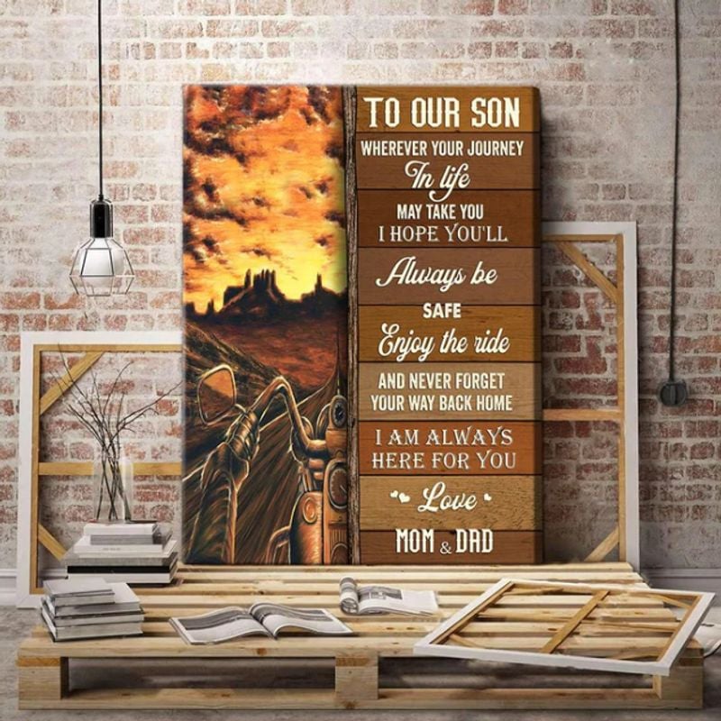Bikergod Motorcycle Gift For Biker Son From Mom & Dad Never Forget Your Way Back Home Poster NANA216