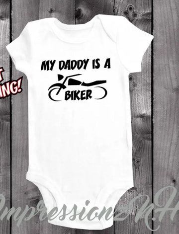 Bikergod Motorcycle My Daddy Is A Biker COTTON Baby Onesie Bodysuit NAZA278