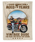 Bikergod Motorcycle Good Condition Vintage Dude Custom Name Blanket NMBL025