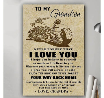 Bikergod Motorcycle To My Grandson Biker Never Forget That I Love You Poster NANA135