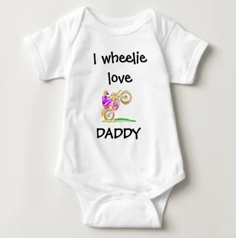 Bikergod Motorcycle I Wheelie Love Daddy Motocross COTTON Baby Onesie Bodysuit NAIA68