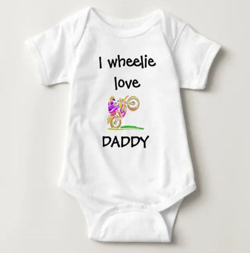 Bikergod Motorcycle I Wheelie Love Daddy Motocross COTTON Baby Onesie Bodysuit NAIA68