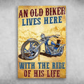 Bikergod Motorcycle An Old Biker Lives Here With The Ride Of His Life Vintage Poster NAIA185