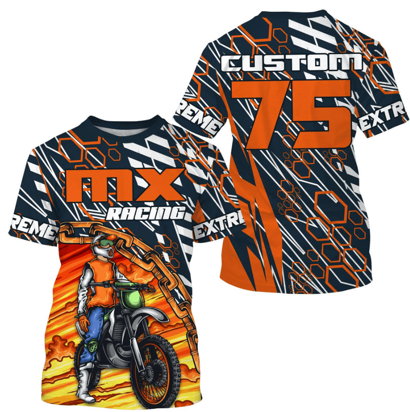 Bikergod Motorcycle MX Extreme Racing Custom Name And Number T-shirt Design 3D Full Printed Sizes S - 5XL - NMQE02