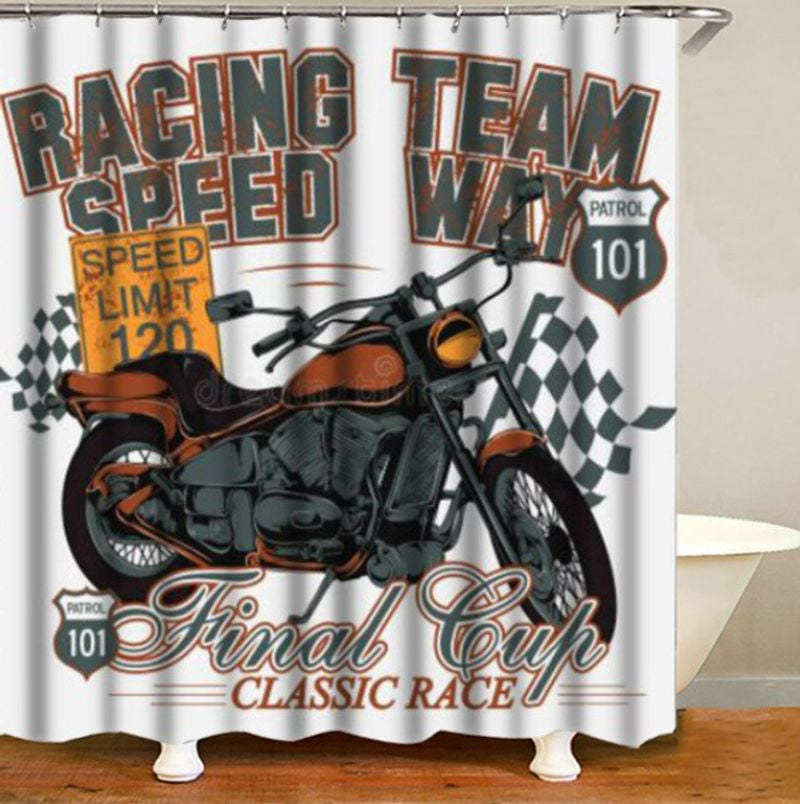 Bikergod Motorcycle Racing Team Speed Way Final Cup Classic Race Bathroom Decor Set NMQI106