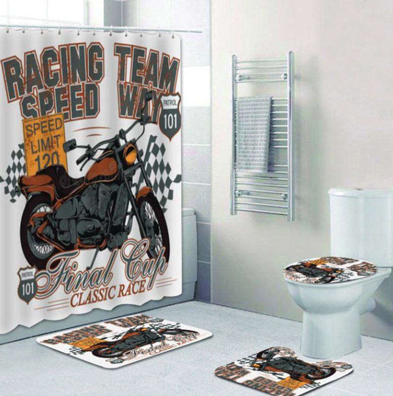 Bikergod Motorcycle Racing Team Speed Way Final Cup Classic Race Bathroom Decor Set NMQI106