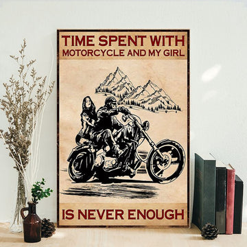 Bikergod Motorcycle Time Spent With Motorcycle And My Girl Is Never Enough Vintage Poster NANA305
