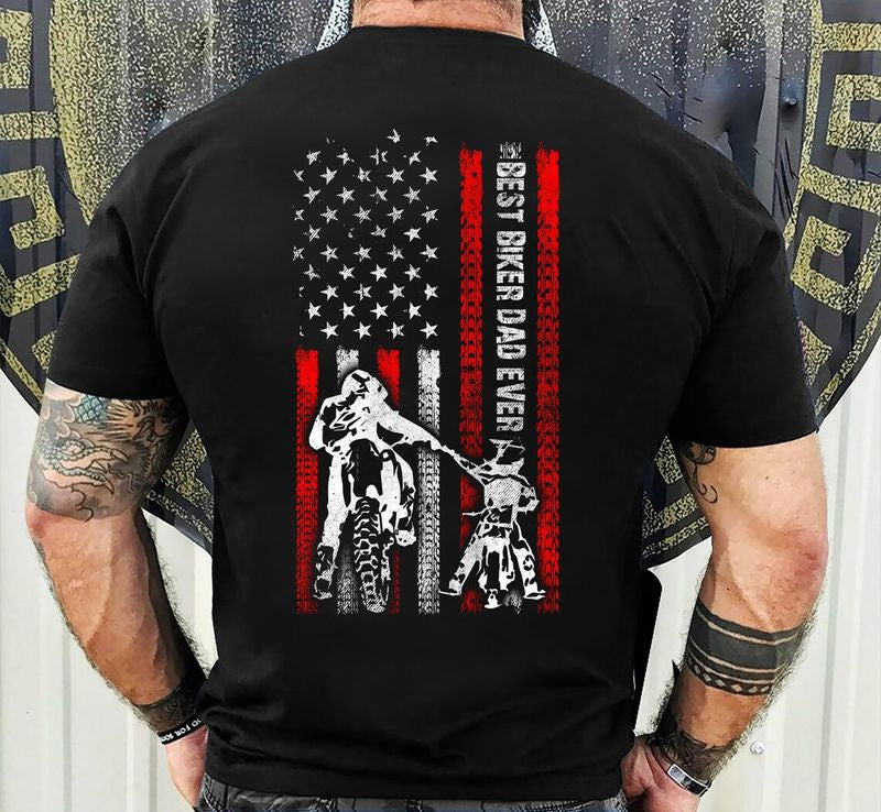 Bikergod Motorcycle Best Biker Dad Ever American Flag T-shirt Design 2D Full Printed Sizes S - 5XL - NAIA57