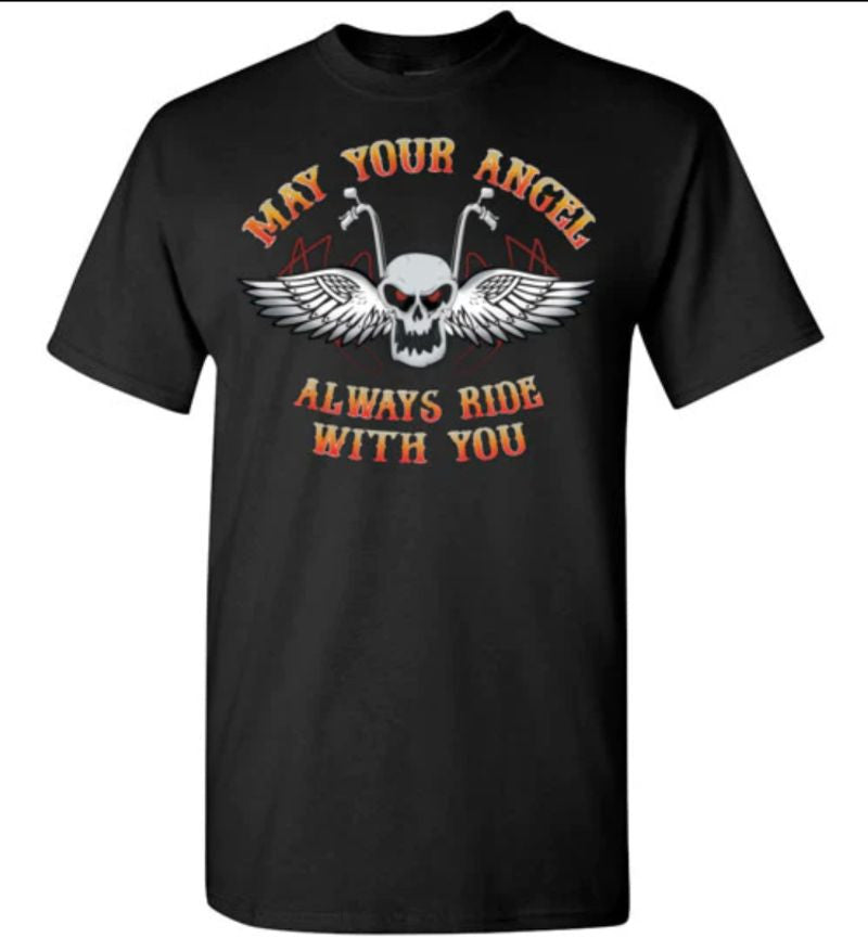Bikergod Motorcycle May Your Angel Always Ride With You T-shirt Design 2D Full Printed Sizes S - 5XL - NMA113