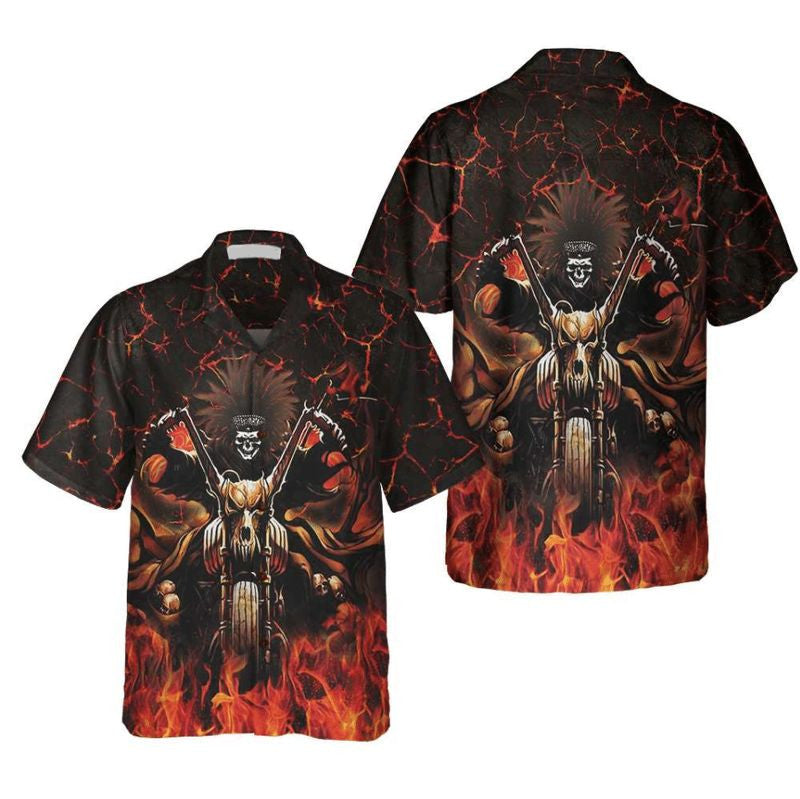 Bikergod Motorcycle SKULL BIKER Hawaii Shirt Design 3D Full Printed Sizes S - 5XL NASA51
