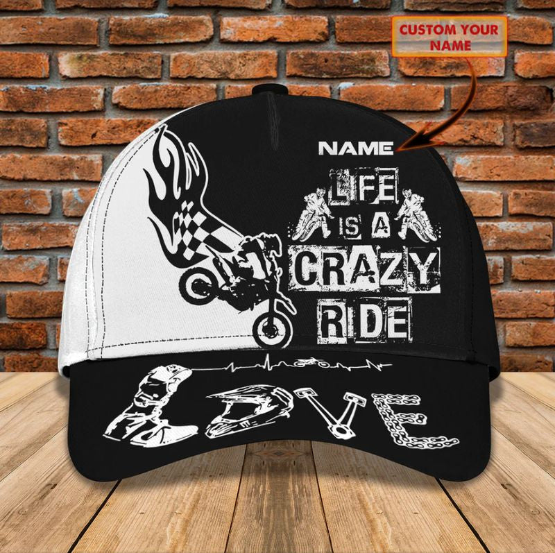 Bikergod Motorcycle Life Is A Crazy Drive Custom Name Classic Cap NMQI102
