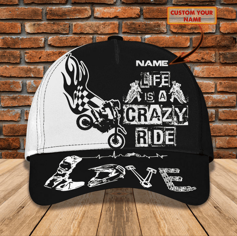 Bikergod Motorcycle Life Is A Crazy Drive Custom Name Classic Cap NMQI102