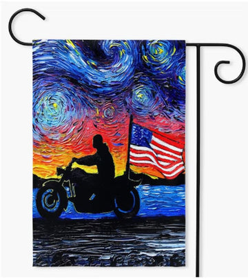 Bikergod Motorcycle 4th july independence day Garden Flag TLYA256