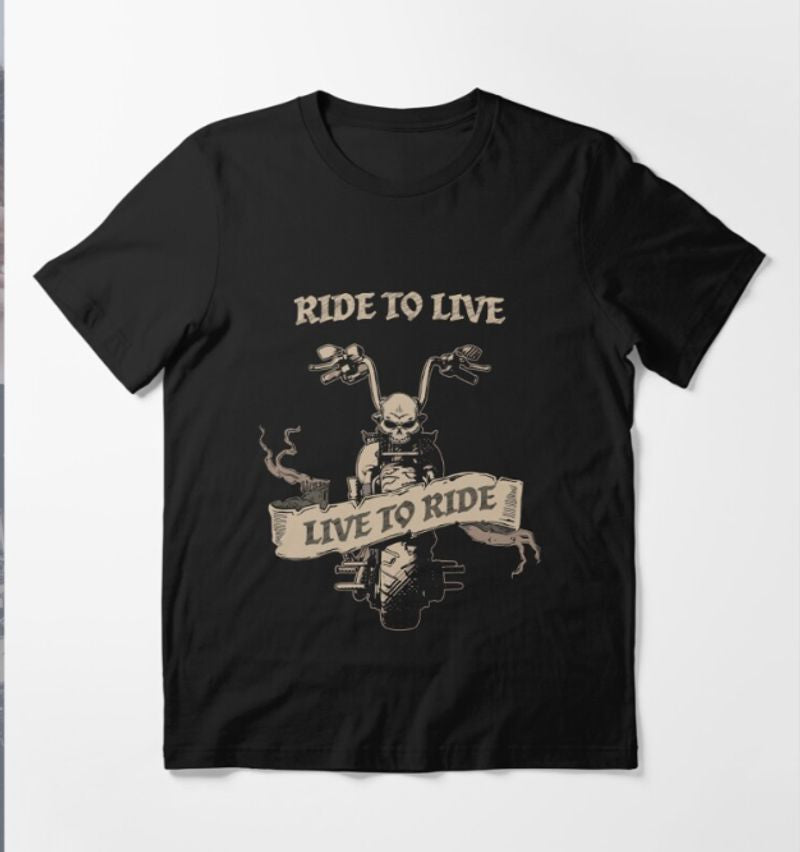 Bikergod Motorcycles Live to Ride Biker T-shirt Design 2D Full Printed Sizes S - 5XL - NAGA400