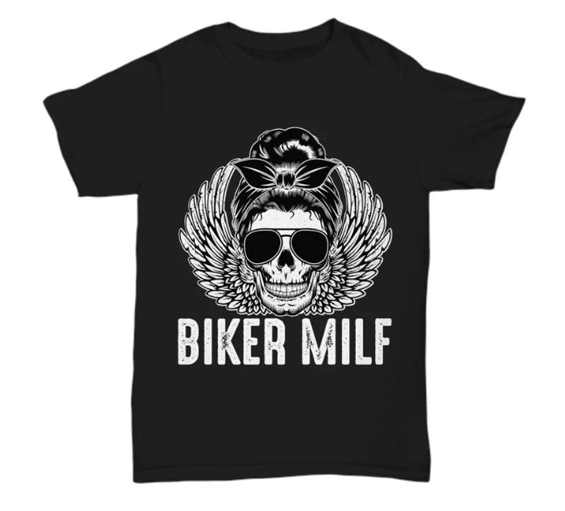 Bikergod Motorcycles Biker MILF Skull Girl T-shirt Design 2D Full Printed Sizes S - 5XL - NAEA299