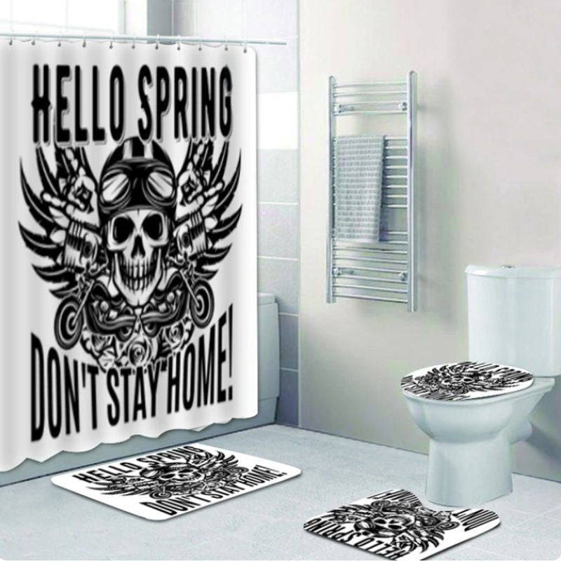 Bikergod Motorcycle Hello Spring Don't Stay Home Bathroom Decor Set NMQI110