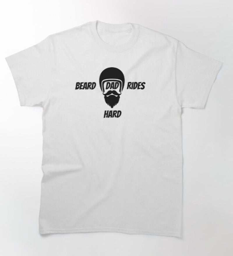 Bikergod Motorcycle beard Dad Rides Hard T-shirt Design 2D Full Printed Sizes S - 5XL - NATA502