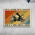 Bikergod Motorcycle She Is A Mother, She Is A Daughter, She Is A Wife, She Is A Biker Vintage Poster NAIA174