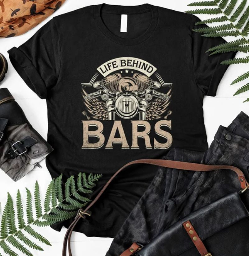 Bikergod Motorcycles Life Behind Bars T-shirt Design 2D Full Printed Sizes S - 5XL - NAEA295