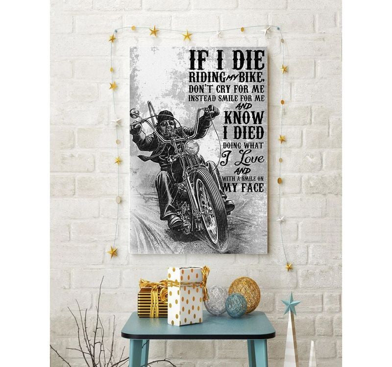 Bikergod Motorcycle Don't Cry For Me Instead Smile For Me Biker Poster NANA74