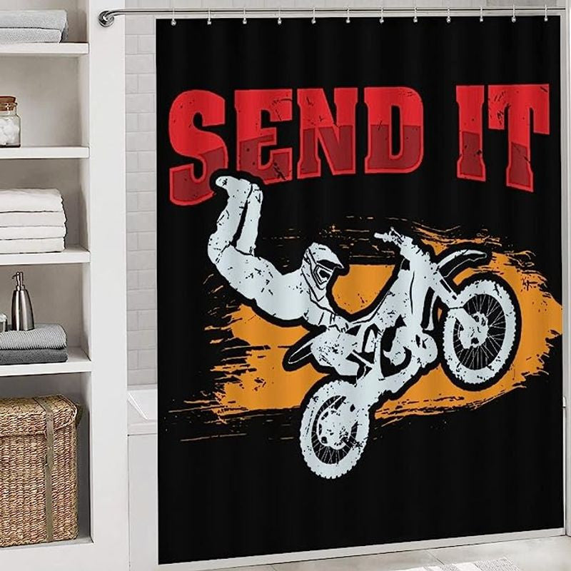 Bikergod Motorcycle Send It Bathroom Decor Set NMBR12