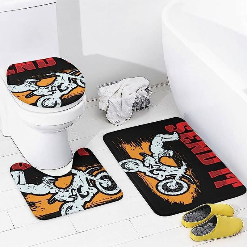 Bikergod Motorcycle Send It Bathroom Decor Set NMBR12
