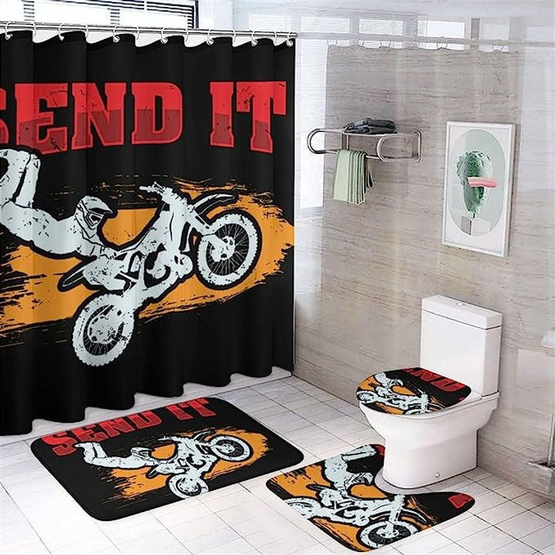 Bikergod Motorcycle Send It Bathroom Decor Set NMBR12