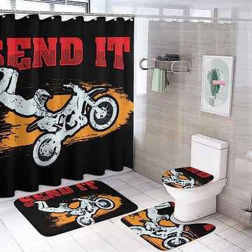 Bikergod Motorcycle Send It Bathroom Decor Set NMBR12