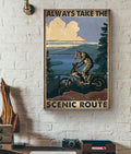 Bikergod Motorcycle ALWAYS TAKE THE SCENIC ROUTE Vintage Poster NANA269