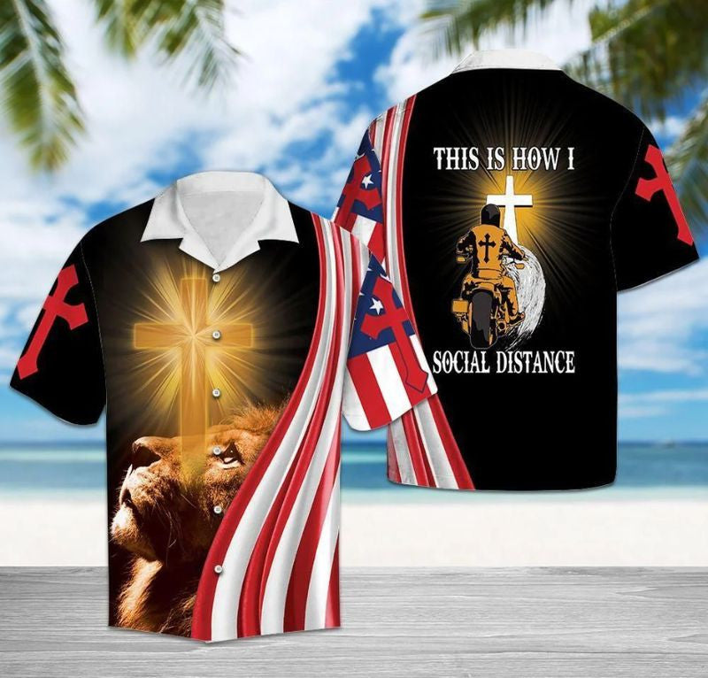 Bikergod Motorcycle THIS IS HOW I SOCIAL DISTANCE Hawaii Shirt Design 3D Full Printed Sizes S - 5XL NASA521