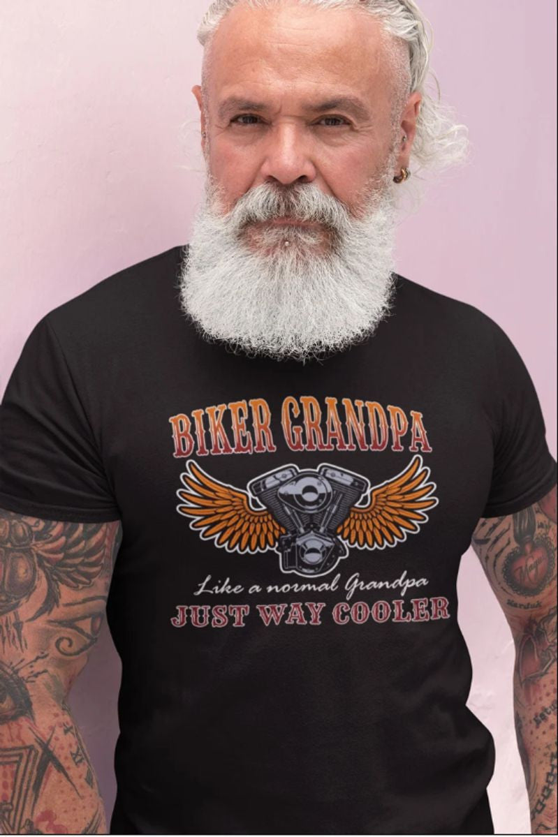 Bikergod Motorcycles Biker Grandpa, Just Way Cooler T-shirt Design 2D Full Printed Sizes S - 5XL - NAEA274