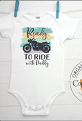 Bikergod Motorcycle Ready To Ride With Daddy COTTON Baby Onesie Bodysuit NAUA307