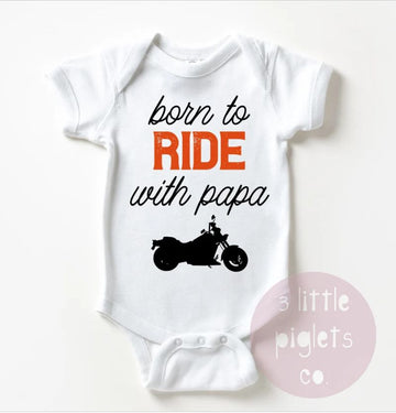Bikergod Motorcycle Born to Ride with Papa COTTON Baby Onesie Bodysuit NAUA314