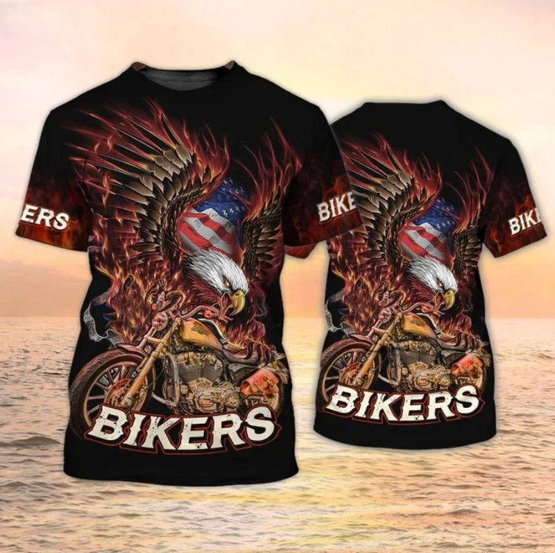 Bikergod Motorcycle American Eagle Motocycle Biker T-shirt Design 3D Full Printed Sizes S - 5XL - NASA454