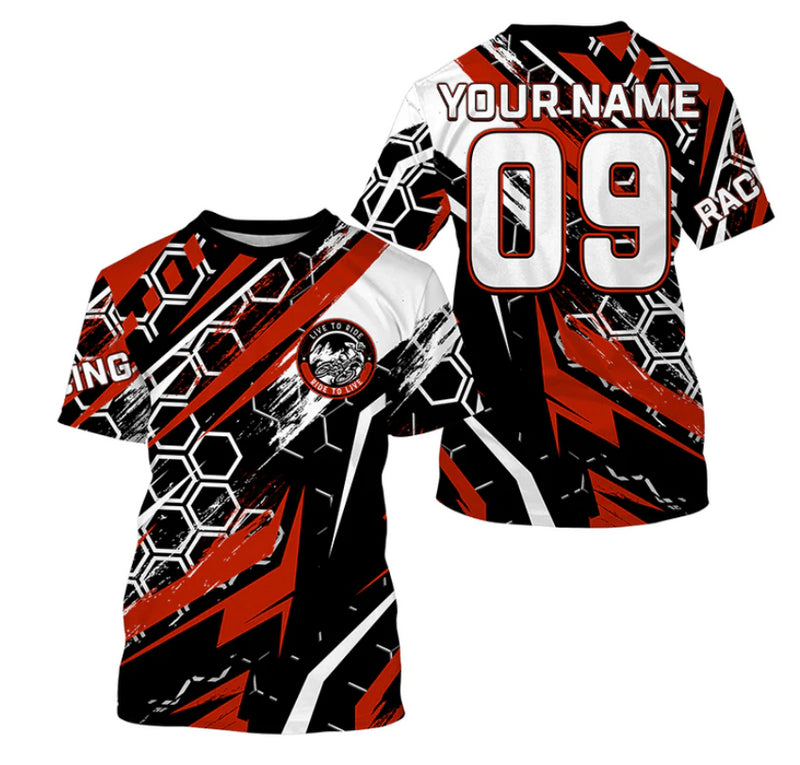 Bikergod Motorcycle Racing Custom Name And Number T-shirt Design 3D Full Printed Sizes S - 5XL - NMQI135