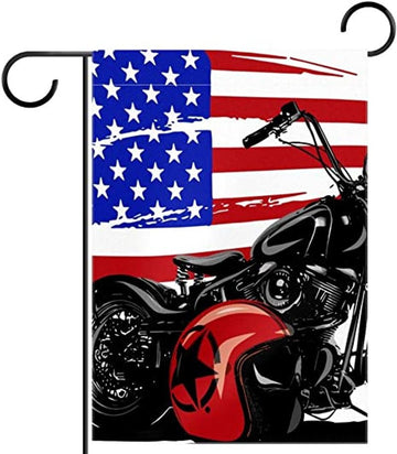 Bikergod Motorcycle July 4th Independence Day Garden Flag TLYA252