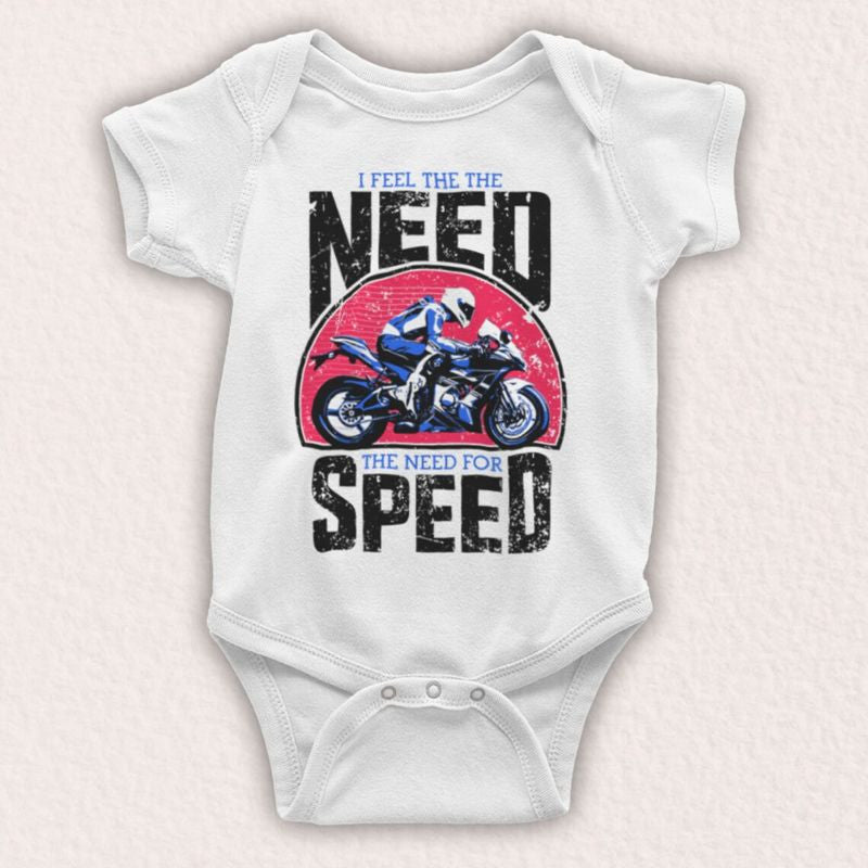 Bikergod Motorcycle I Feel The Need For Speed COTTON Baby Onesie Bodysuit NAYA415