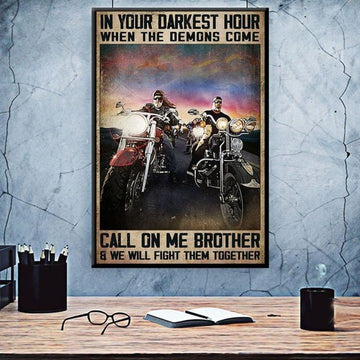 Bikergod Motorcycle In Your Darkest Hour Vintage Poster NANA172