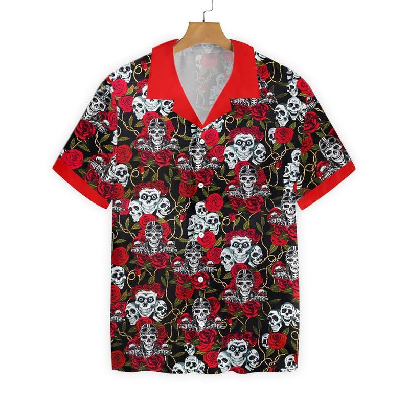 Bikergod Motorcycle Skull Roses Hawaii Shirt Design 3D Full Printed Sizes S - 5XL NAIA05