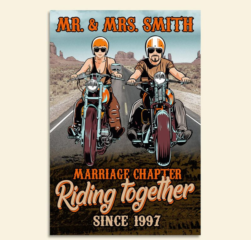 Bikergod Motorcycle Marriage Chapter Riding Together Custom Names And Year Poster NMQI115