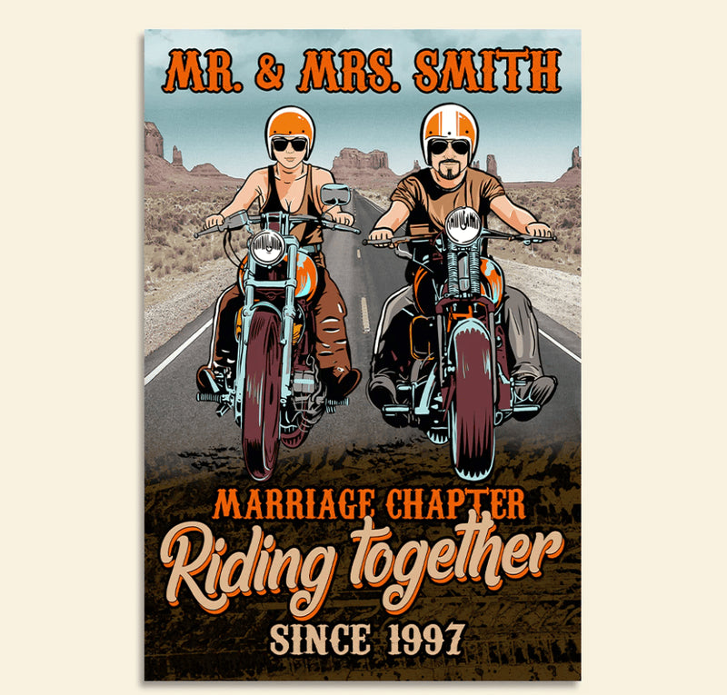 Bikergod Motorcycle Marriage Chapter Riding Together Custom Names And Year Poster NMQI115
